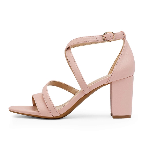 Dressy Chunky Strappy Sandals - BLUSH PU - 1